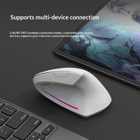 Souris optique sans fil à 6 boutons, design ergonomique vertical, fonctionnement silencieux, double mode, alimentation USB, capteur photoélectrique