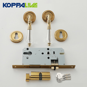Koppalive Franse Stijl Koperen Hendel Deurklink Met Kristal Split Design Slaapkamer Binnendeurslot In Pvd, Chromen Afwerking - Product Image 5
