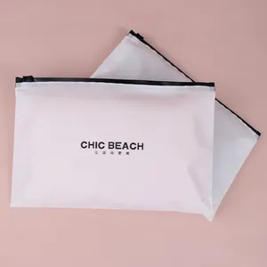 Benutzer definierte LOGO Print Reiß verschluss tasche Frosted White Sportswear Kleidung Verpackung Taschen Matte Self-Seal Kleider säcke Reiß verschluss Siegel Verpackung