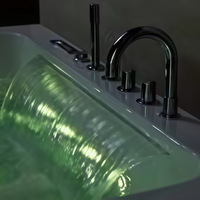 Baignoire de massage rectangulaire en acrylique Whirlpool, moderne, portable, pour coin de salle de bain, usage hôtelier, robinet inclus, 16 jets