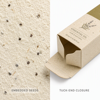 Boîte à Huiles Essentielles en Papier Semence avec Étiquette Personnalisée Imprimée, Emballage Aromathérapie Végétal, Coffret Cadeau pour Huiles Essentielles