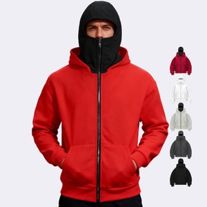 Sweat-shirt à capuche zippé double couche de haute qualité, style automne/hiver, tendance, à la mode, ample, épais, pour hommes - Product Image 1