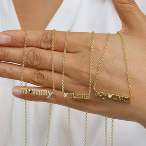 Collier pendentif cœur garçon en cuivre et chaîne bambou, tendance, best-seller en Europe et en Amérique, personnalisable avec nom, cadeau fête des Mères - Product Image 3