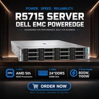 Server Rak Dell EMC PowerEdge R5715 2U Berkinerja Tinggi 12/16 SFF 2.5/3.5 Inch Chassis AMD EPYC 9005 CPU 24 DDR5 RAM 6 Slot