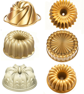 Moule à gâteau Bundt rainuré en aluminium moulé sous pression, robuste, avec revêtement antiadhésif doré, forme fleur, pour four, vente en gros usine - Product Image 6