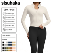 Ensemble de yoga 2 pièces pour femme avec logo personnalisé, veste de sport très extensible et leggings moulants froncés pour la gym, la course et le fitness – Vente en gros