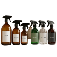 Bouteille en verre opaque couleur thé, flacon de désinfectant pour les mains, flacon de réactif médical, pistolet pulvérisateur carré, tête de pompe à pression