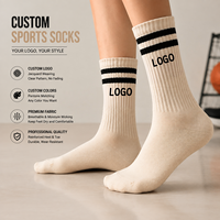 Chaussettes de sport athlétiques unisexes en coton jacquard personnalisées avec logo OEM de haute qualité, chaussettes de compression montantes et courtes à rayures pour hommes, vente en gros