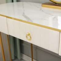 Table de toilette en cuir PU, miroir de maquillage, style moderne et Simple, avec verre