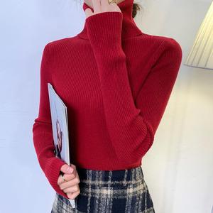 <strong>Women</strong> Long Sleeve Sweater High Collar Thermal Tops <strong>Turtleneck</strong> Woman Winter Thin Slim <strong>Jumpers</strong> Choker Sweaters - Product Image 1