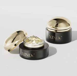 Récipient d'emballage de crème corporelle de soin de la peau de luxe rond de 20ml 30ml 50ml pot cosmétique <span class=keywords><strong>en</strong></span> <span class=keywords><strong>verre</strong></span> doré brillant avec peinture UV et couvercle <span class=keywords><strong>en</strong></span> métal - Product Image 1