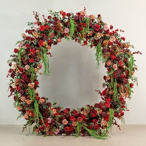 Arche de <span class=keywords><strong>roses</strong></span> rouges vintage, support de fleurs artificielles de luxe, cadre pour décoration de fond de mariage et de fête, accessoire floral artificiel durable - Product Image 2
