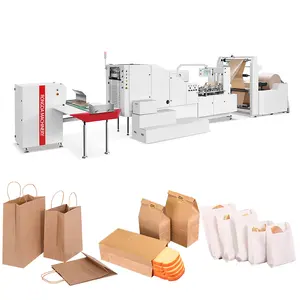 Máquina automática para hacer bolsas de papel de compras con fondo cuadrado, alta velocidad