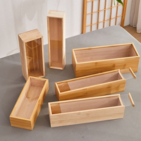 Boîte en bois massif rectangulaire sur mesure avec couvercle coulissant en verre acrylique, boîte de rangement en bambou, boîte à thé en bois, boîte cadeau