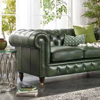 Canapé en cuir PU vert foncé de style rétro américain, pieds en bois massif de style français, pour salon, petit appartement, café, hôtel, finition cirée