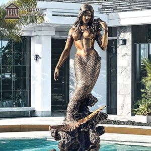 TREVI High Quality Casting Brass Life Size <strong>Bronze</strong> Mermaid <strong>Statue</strong> For Outdoor Garden Decor - Product Image 6