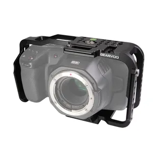 Câmera de vídeo dslr de liga de alumínio, de alta qualidade, gaiola para câmera bmpcc 4k & 6k. Design de encaixe