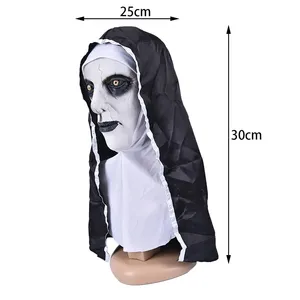 Maschera da Suora <span class=keywords><strong>Horror</strong></span> a Tema Cinematografico con Copricapo, Maschera in Lattice Spaventosa per Halloween, Costume Cosplay, Accessorio per la Testa per Adulti per Casa Stregata - Product Image 3