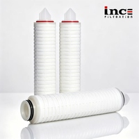 Cartouche filtrante plissée 10/20/30/40 pouces PP PES PTFE 0,22 0,45 1 2 10 microns 222/226 pour système de traitement de l'eau par osmose inverse