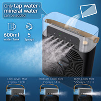 Ventilateur portable ODM/OEM avec poignée, recharge USB, grande capacité 600 ml, 3 vitesses, veilleuse, aromathérapie, pour extérieur et hôtel