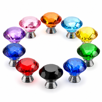 Bouton de meuble en cristal diamanté 40 mm, à trou unique, pour armoire, tiroir de cuisine, plusieurs couleurs, vente en gros directe usine OEM