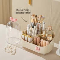 Boîte de rangement en plastique avec nœud papillon, style moderne et minimaliste, support de crayons à sourcils pour bureau, organisateur de coiffeuse anti-poussière, 1 litre