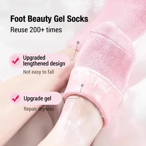 Chaussettes hydratantes en silicone, chaussettes exfoliantes en gel pour talons, protection contre les callosités et les peaux mortes, soulagement de la douleur, soin des pieds, spa pour les pieds - Product Image 3