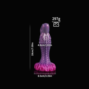 Gode adulte en silicone souple au design de pénis extraterrestre avec bouchon anal à ventouse - Product Image 2