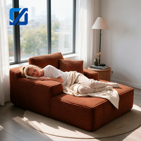 Canapé modulaire convertible en tissu doux, personnalisable en gros, avec coussins épais capitonnés, idéal pour appartement et hôtel