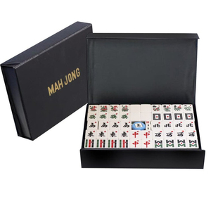 Juego de Mahjong de 21-1/2x25x5 pulgadas en caja de vinilo, caja de vinilo Mahjong de viaje verde oscuro de lujo con caja de embalaje de azulejos de <span class=keywords><strong>melamina</strong></span> a presión de Metal - Product Image 6