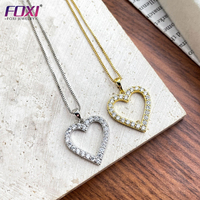 Bijoux à la mode, fabrication d'usine, collier en or plaqué rhodium pour amoureux, collier en cœur de couple