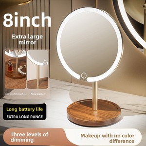 <span class=keywords><strong>Specchio</strong></span> da <span class=keywords><strong>Trucco</strong></span> Personalizzato con Asta in Lega 1x, Luce LED, Base in Legno, Girevole, <span class=keywords><strong>per</strong></span> Dormitorio e Casa - Product Image 6