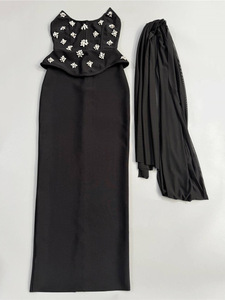 GX- Nuovo <span class=keywords><strong>Abito</strong></span> - Abbigliamento Femminile alla Moda dall'Europa e dall'America, <span class=keywords><strong>con</strong></span> <span class=keywords><strong>Spacco</strong></span> e Gonna Lunga, Adatto per Occasioni Serali. - Product Image 4