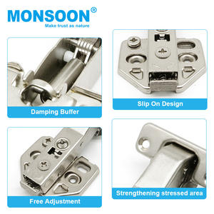 Charnière en acier inoxydable à fermeture en douceur hydraulique 3D à 45 degrés Charnière d'angle réglable 3D pour porte d'étagère dans la cuisine - Product Image 3