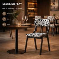 Chaise de salle à manger rembourrée à motifs floraux avec structure en bois courbé - Assise ergonomique et confortable pour la maison, le restaurant, l'hôtel
