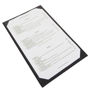 Porte-menus de mariage en vinyle et cuir, simple face, avec pochettes d'angle, pour affichage, couverture de menu simple vue 2026 OEM/ODM - Product Image 1