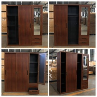 Armoire en acier imprimée sur mesure à 3 portes avec miroir, meuble de chambre moderne, placard métallique pour le rangement des vêtements