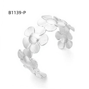 Amy Amy Flower <b>Cuff</b> <b>Bracelet</b> <b>Silver</b> Plated Alloy Women's Fashion Jewelry B1139 - Product Image 1