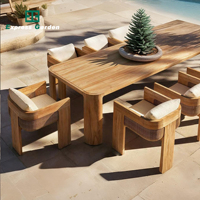 Ensemble table et chaises de jardin Express Garden, luxe moderne, durable, en teck, 6 places, empilable, résistant à l'eau et aux UV, pour hôpital