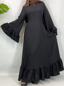 Premium Dubai <strong>Collection</strong> Flared Bell Sleeves <strong>Layered</strong> Ruffles Ankle Length Breathable Polyester Modest Fashion for Women - Product Image 1