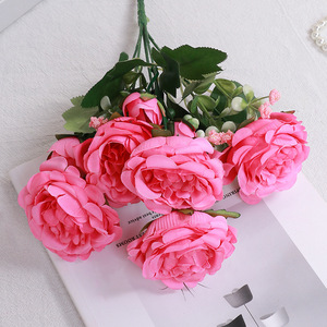 Flor Artificial de Peonía y Rosa Persa, 5 Cabezas, Estilo Primaveral, Flor de Seda en Relieve para Decoración del Hogar, Boda y Día de San Valentín - Product Image 6