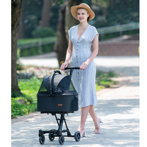 Poussette légère 3 <span class=keywords><strong>en</strong></span> 1 pour <span class=keywords><strong>chien</strong></span> et chat avec support détachable Poussette de voyage pour animaux de compagnie Tissu lavable réglable pour un entretien pratique - Product Image 6