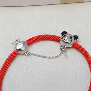Bracelet en argent S925 fait main, DIY, année du zodiaque, douze souris, perle, avec cordon rouge, accessoires de charme tendance, 2995 - Product Image 4