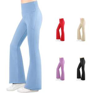 Pantalones Deportivos de Cintura Alta con Efecto Levanta Glúteos, Pantalones de Yoga con Microvolantes y Pierna Ancha para Primavera/Verano - Product Image 1