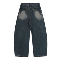 Jean large pour homme, coupe baggy, effet usé, brodé, style Y2K streetwear, avec patchs délavés, broderies étoile, soleil, cœur