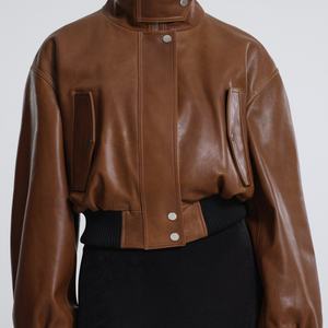 Chaqueta de Cuero Personalizable a la Moda para Mujer, Mangas Largas, Corte Corto, Abrigo de Invierno - Product Image 2