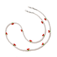 Chaîne à lunettes en cristal multi-usages Chaîne à perles anti-chute avec perles cerise Collier porte-lunettes
