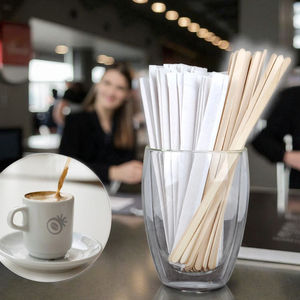 AT PACK 사용자 정의 140mm 플랫 스푼 높은 상자 생분해 자작 나무 대나무 스틱 현대 커피 및 차 우유 - Product Image 1