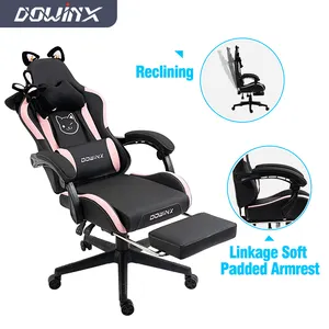 Venta al por mayor caliente Silla de juego moderna Silla ergonómica de ocio para el hogar con almohada para reposacabezas y soporte lumbar