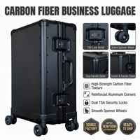 Valise trolley rigide universelle intelligente en fibre de carbone avec déverrouillage par empreinte digitale, roues pivotantes à 360 degrés, serrure TSA antivol